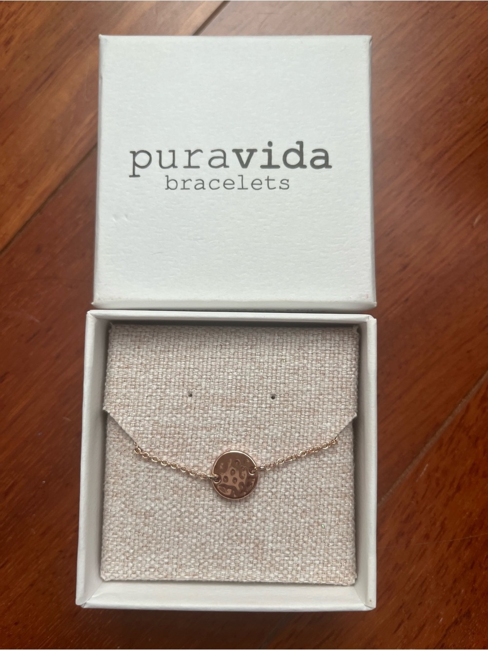 Pura Vida Rose Gold Hammered Coin Bracelet
